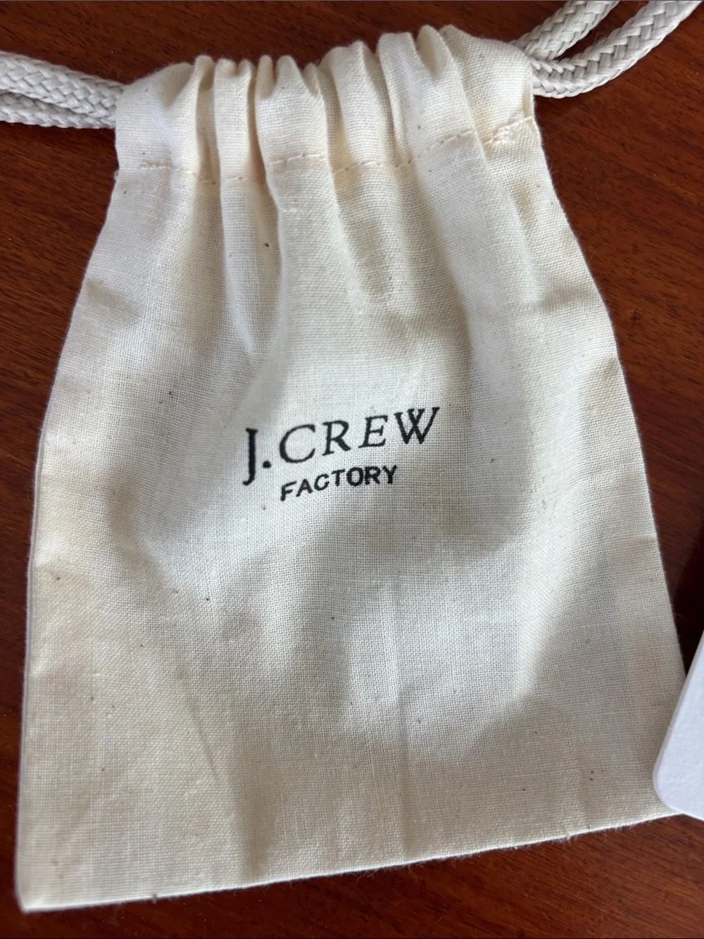 J. Crew Gold-Tone Open Link Necklace with Cream Drawstring Pouch